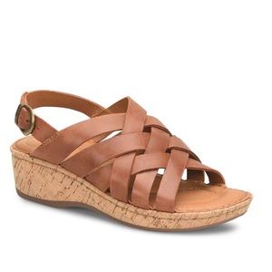 NEW Born Womens Laila Woven Leather Wedge Sandals Sz 8